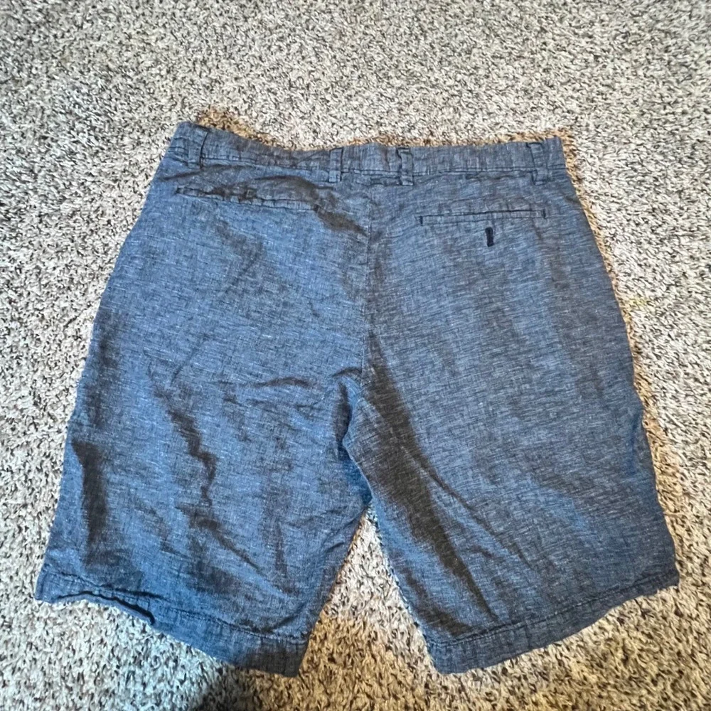 Banana Republic Mens Blue Linen Cotton Blend Flat‎ Front Chino Shorts Size 34